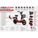 ZTECH ZT-02A elektromos kerékpár – 350 W,  alacsony átlépés, első kosár